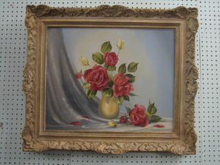 Alexander Wilson, oil on board "Vase of Roses" 15" x 19"