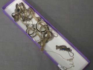 A quantity of various silver rings etc