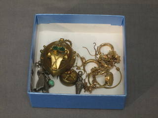A small collection of gilt metal costume jewellery