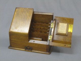 A Victorian oak stationery box 12"