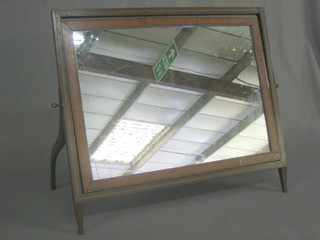 A 19th Century rectangular plate dressing table mirror contained in an inlaid mahogany swing frame 22"