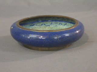 A blue cloisonne enamelled bowl 8"