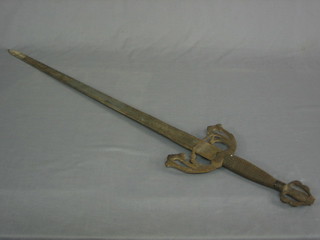 A reproduction mediaeval style broad sword with 33" blade