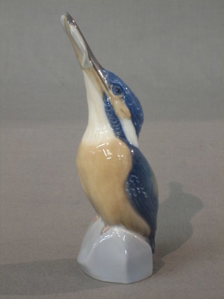 A Royal Copenhagen figure of a seated Kingfisher, the base marked 2257 7"
