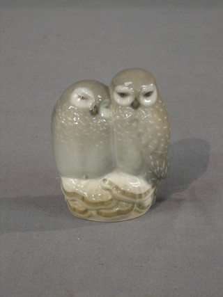 A Royal Copenhagen figure of 2 owls, base marked 834 3"
