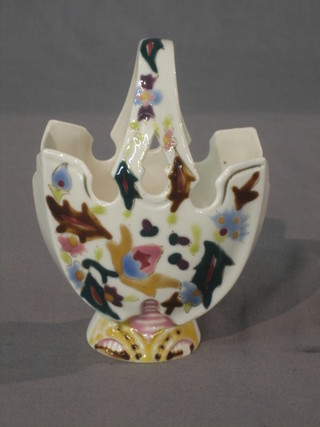 A Continental porcelain vase in the form of a basket 6"
