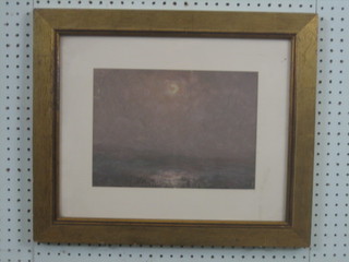 Impressionist watercolour drawing "Moonlit Seascape" 8" x 11 1/2"
