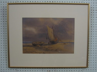 William Roxby Beverley, watercolour drawing "Beached Fishing Boats" 10" x 15"