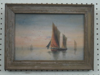 Oil painting on board "Fishing Boat", the reverse marked Garmen Morris 6 1/2" x 10"