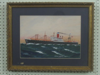 H Crane, London 1935, watercolour drawing "American Producer Merchant Steam Vessel" 9" x 13 1/2"