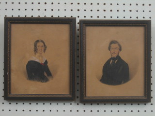 A pair of Victorian watercolour drawings "Portraits, Lady and Gentleman" 8" x 6 1/2"