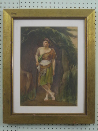 Coloured print "Standing Biblical Figure" contained in a gilt frame 14" x 10"