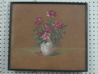 Watercolour drawing "Still Life Study of Vase of Roses" 12" x 13"