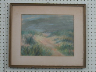 Watercolour drawing, impressionist scene "Coastal Path" 9" x 11"