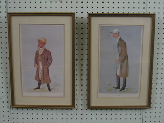 3 Spy coloured prints of Jockeys - "A Rising Star, Top of The List and Lester" 10" x 6"