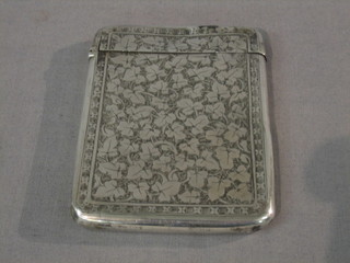 A Victorian engraved silver card case Chester 1856, 2 ozs