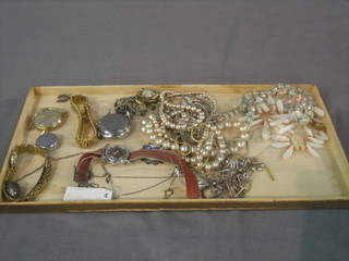 A quantity of costume jewellery including wristwatches etc
