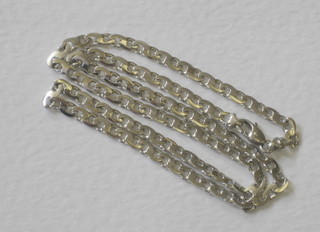 A modern 9ct white gold flat box link chain