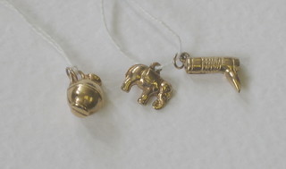 3 various gold charms