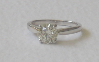 A lady's 18ct white gold engagement ring set a brilliant cut solitaire diamond approx 1.32ct 