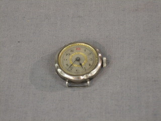 A lady's wristwatch contained in a silver case