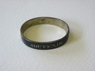 A 19th Century "silver" and black enamelled bracelet marked Souvenir