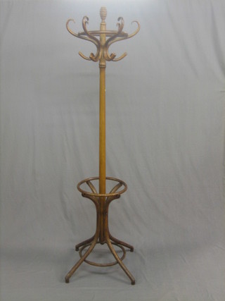 A bentwood cafe style hat and coat stand