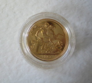 A 1981 gold proof sovereign, cased