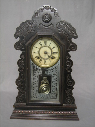 An American shelf clock with paper dial contained in a walnut case