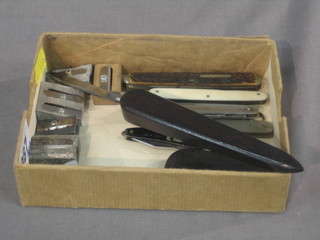 A Victorian ebony handled knife, together with various pencil sharpeners and various pocket knives
