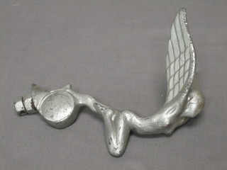 A car mascot in the form of a standing mythical lady with outstretched wings 6"