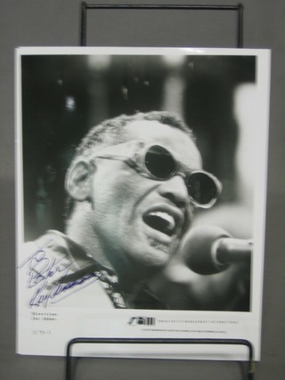 A signed black and white photograph of Ray Charles 10" x 8"