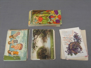 A collection of various 19th Century coloured and other postcards