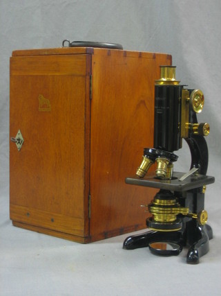 A W Watson Service microscope, boxed