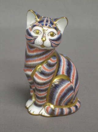 A Royal Crown Derby figure of a seated cat, the base marked L11 5"