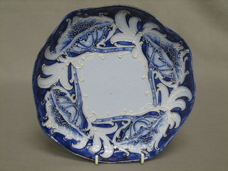 A Moorcroft  Florian ware blue and white decorated circular plate, the reverse marked WM Florian ware 8"