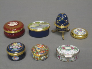 An oval enamelled Millennium trinket box, 4 others, a paperweight and a trinket box in the form of an egg