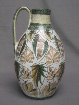 A Denby jug with floral decoration 12"