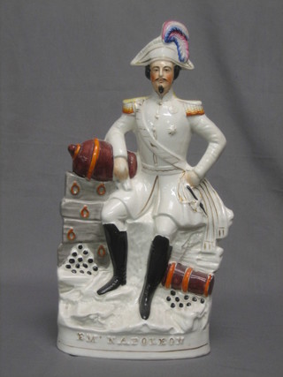 A 19th Century Staffordshire figure of The Emperor Napoleon, seated, 15" (head f and r)