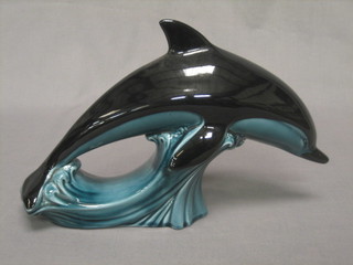A Poole Pottery figure of a blue diving Dolphin 10"