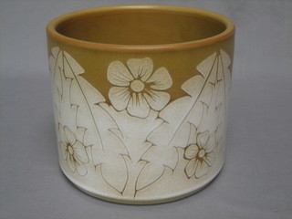 A brown glazed Poole Pottery jardiniere, the base marked Poole 500 6 1/2"