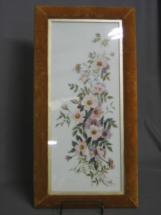 A floral patterned porcelain plaque 24" x 10"