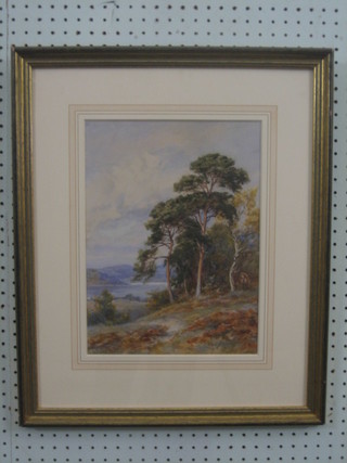 Frederick J Knowles, watercolour "Trees by a Lake with Mountain in the Distance" 13" x 10"
