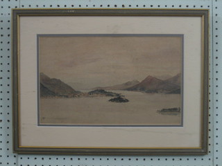 Watercolour drawing "Lake Maggiore Northern Italy" monogrammed 9" x 14"