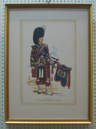 D Douglas Anderson, a limited edition coloured print "Pipe Major 48 Highlanders Canada" 15" x 10"