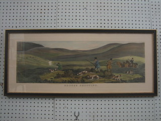 A coloured print "Grouse Shooting" engraved by T Sutherland 8" x 16"