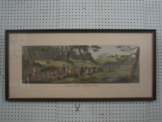 A coloured print "Pheasant Shooting" engraved by T Sutherland 8" x 26"