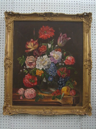 F Whittan, oil on canvas, still life study "Vase of Flowers" 24" x 19"