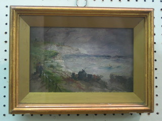 Oil painting on board "Studies by Cliffs", the reverse marked S L Kilpack, Kingsgate Nr Margate 5" x 8 1/2"