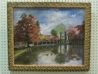 Sylvia Crud "The Village Pond in Spring" 14" x 18"
